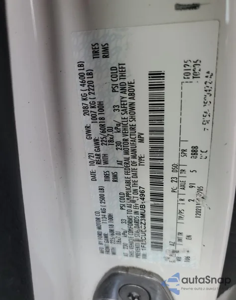 2021 Ford Escape Sel from USA, damaged, VIN 1FMCU0CZ3MUB14967